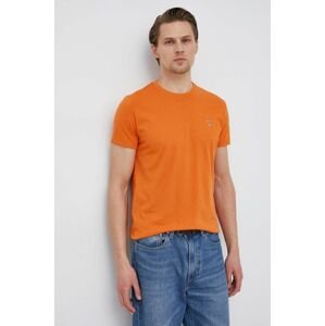 Bavlněné tričko Gant oranžová barva, s aplikací