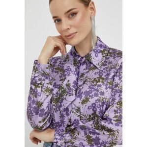 Košile Silvian Heach dámská, fialová barva, regular, s klasickým límcem