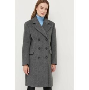 Kabát Silvian Heach dámský, šedá barva, přechodný, dvouřadový