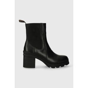Kožené kotníkové boty Charles Footwear Melby dámské, černá barva, na podpatku, Melby