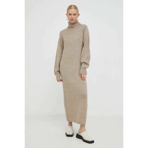 Vlněné šaty Birgitte Herskind Tipp Knit Dress béžová barva, maxi