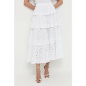 Bavlněná sukně Silvian Heach bílá barva, maxi, áčková