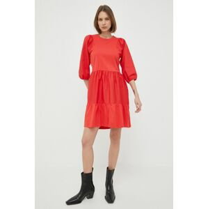 Bavlněné šaty Silvian Heach červená barva, mini