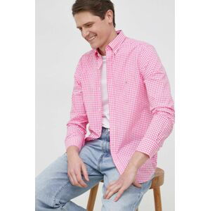 Košile Gant pánská, růžová barva, regular, s límečkem button-down