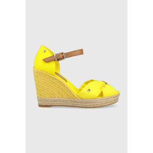 Sandály Tommy Hilfiger BASIC OPENED TOE HIGH WEDGE žlutá barva, FW0FW04784