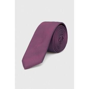 Kravata ze směsi hedvábí HUGO fialová barva