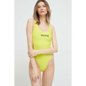 Jednodílné plavky HUGO žlutá barva, měkký košík
