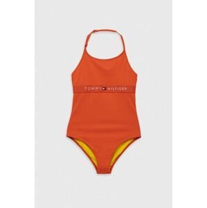 Jednodílné dětské plavky Tommy Hilfiger oranžová barva