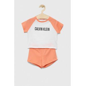Dětské bavlněné pyžamo Calvin Klein Underwear oranžová barva