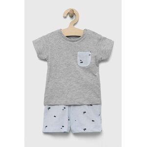 Dětské bavlněné pyžamo zippy šedá barva