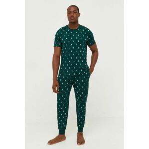 Bavlněné pyžamové kalhoty Polo Ralph Lauren zelená barva