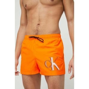 Plavkové šortky Calvin Klein oranžová barva