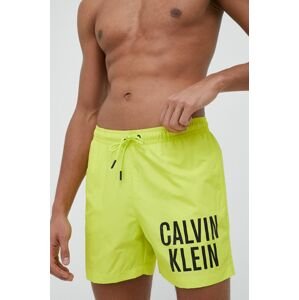 Plavkové šortky Calvin Klein zelená barva