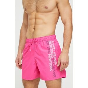 Plavkové šortky Tommy Hilfiger růžová barva