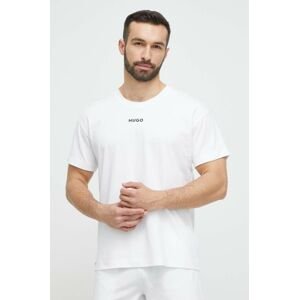 Pyžamové tričko HUGO bílá barva, s potiskem