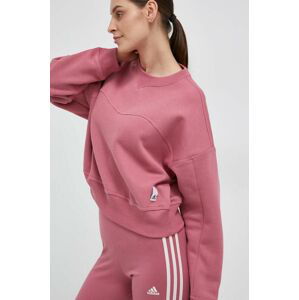 Mikina adidas dámská, růžová barva, hladká