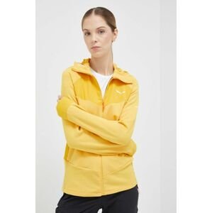 Sportovní mikina Salewa Agner žlutá barva, s kapucí