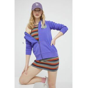 Mikina Superdry dámská, fialová barva, s kapucí, s aplikací