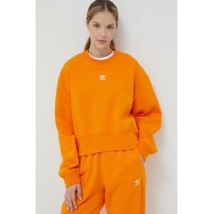 Mikina adidas Originals dámská, oranžová barva, hladká, IK7697-yellow