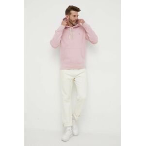 Mikina Polo Ralph Lauren pánská, růžová barva, s kapucí, hladká