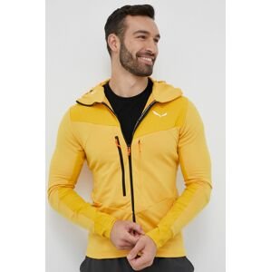 Sportovní mikina Salewa Agner PL žlutá barva, s kapucí