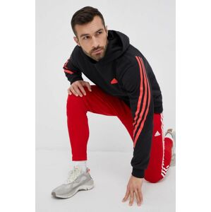 Mikina adidas pánská, černá barva, s kapucí, s aplikací