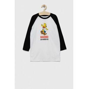 Dětské bavlněné tričko s dlouhým rukávem Vans x Haribo bílá barva