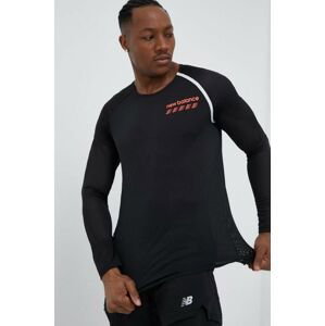 Běžecké triko s dlouhým rukávem New Balance Accelerate Pacer černá barva, s potiskem
