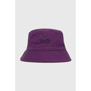 Oboustranný bavlněný klobouk Levi's fialová barva, bavlněný