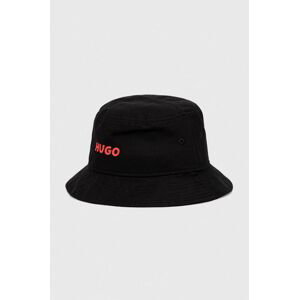 Bavlněná čepice HUGO černá barva