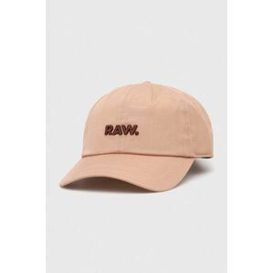 Bavlněná baseballová čepice G-Star Raw béžová barva, s aplikací