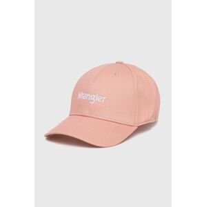 Bavlněná baseballová čepice Wrangler růžová barva, s potiskem