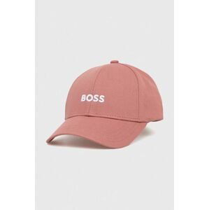 Bavlněná baseballová čepice BOSS růžová barva, s aplikací