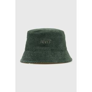 Oboustranný klobouk Levi's zelená barva, bavlněný