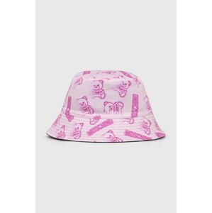 Oboustranný bavlněný klobouk Moschino růžová barva, bavlněný