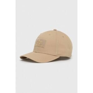 Bavlněná čepice Alpha Industries béžová barva, s aplikací, 168903.14-Sand