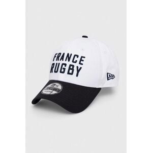 Bavlněná baseballová čepice New Era bílá barva, s aplikací, FRENCH FEDERATION OF RUGBY