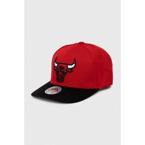 Čepice s vlněnou směsí Mitchell&Ness Chicago Bulls červená barva, s aplikací