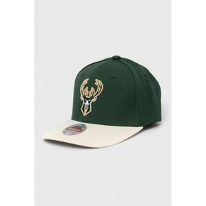 Čepice s vlněnou směsí Mitchell&Ness Milwaukee Bucks zelená barva, s aplikací