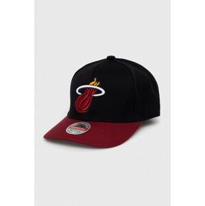 Čepice s vlněnou směsí Mitchell&Ness Miami Heat černá barva, s aplikací