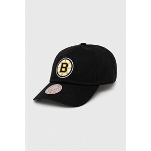 Bavlněná baseballová čepice Mitchell&Ness Boston Briuns černá barva, s aplikací