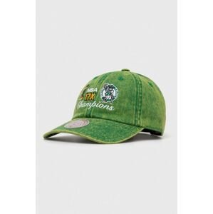 Bavlněná baseballová čepice Mitchell&Ness Boston Celtics zelená barva, s aplikací
