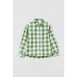 Dětská bavlněná košile OVS zelená barva