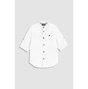Dětská košile s příměsí lnu Coccodrillo bílá barva