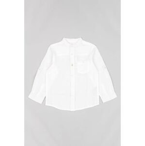 Dětská košile s příměsí lnu zippy bílá barva