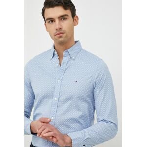 Bavlněné tričko Tommy Hilfiger slim, s límečkem button-down