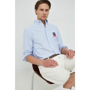 Bavlněné tričko Tommy Hilfiger regular, s límečkem button-down