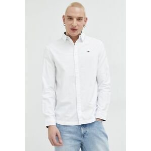 Košile Tommy Jeans bílá barva, regular, s klasickým límcem