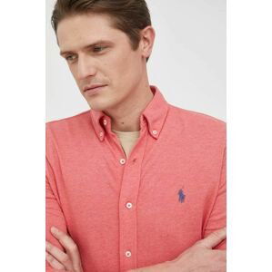 Košile Polo Ralph Lauren červená barva, regular, s límečkem button-down