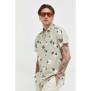 Košile Hollister Co. pánská, béžová barva, regular, s límečkem button-down